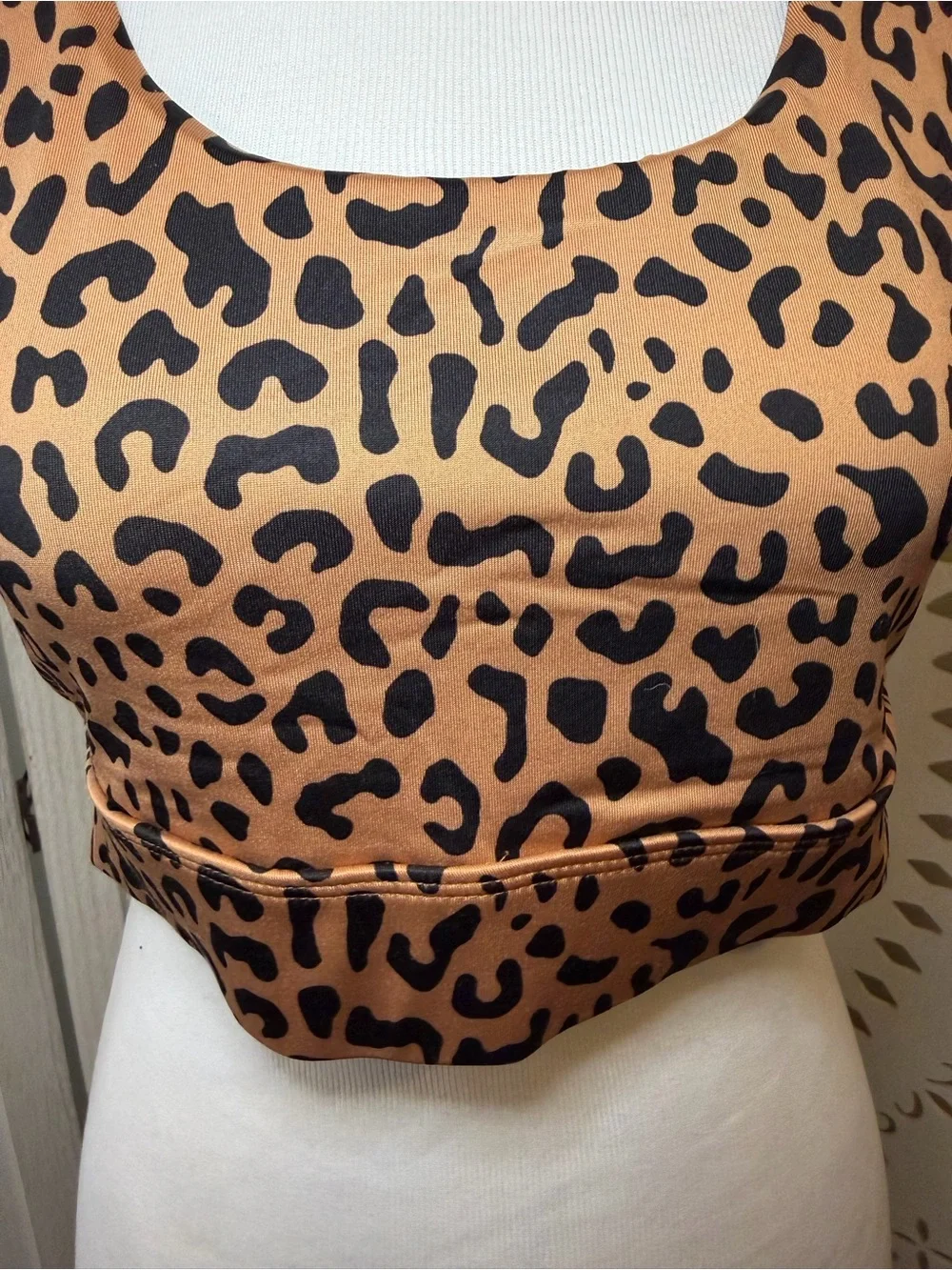 Leopard Print Racerback Crop Bralette Sports Bra